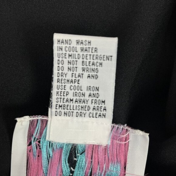 Lacy Afternoon by Shell Kepler Cardigan Black Floral Fringe Womens Large Vintage - Picture 12 of 12